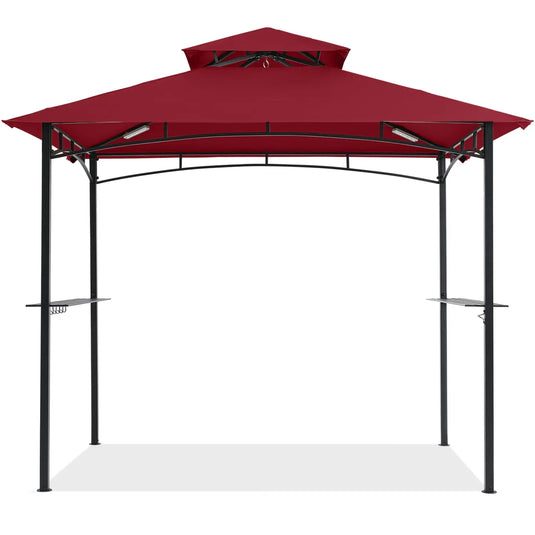 8x5 Grill Gazebo Outdoor BBQ Gazebo Canopy with 2 LED Lights-CA