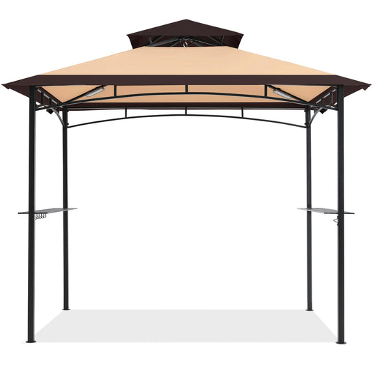 8x5 Grill Gazebo Outdoor BBQ Gazebo Canopy with 2 LED Lights-CA