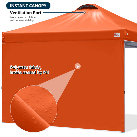 Leisure Sports Durable Pop-Up Canopy Tent with Sidewall - 8x8, 10x10