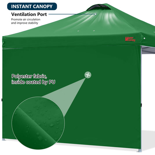 Leisure Sports Durable Ez Pop-Up Canopy Tent with One Sidewall - 8x8, 10x10, 12x12
