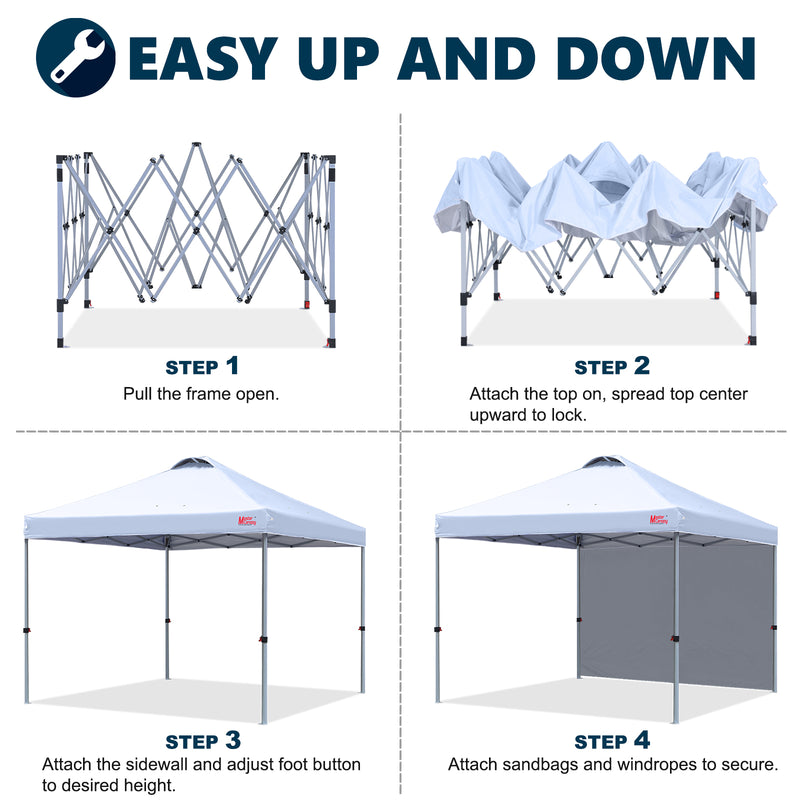 Load image into Gallery viewer, Leisure Sports Durable Ez Pop-Up Canopy Tent with One Sidewall - 8x8, 10x10, 12x12

