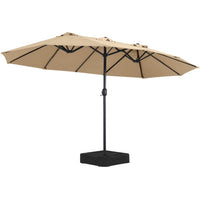 15FT Patio Outdoor Umbrella Double Sided Large Umbrella Khaki