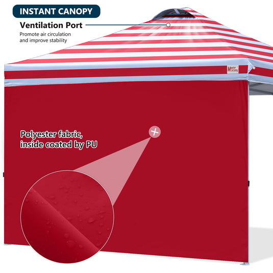 Leisure Sports Durable Ez Pop-Up Canopy Tent with One Sidewall - 8x8, 10x10, 12x12