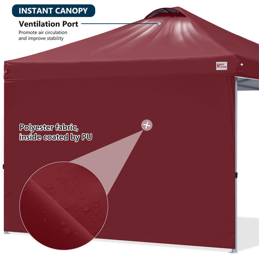 Leisure Sports Durable Pop-Up Canopy Tent with Sidewall - 8x8, 10x10