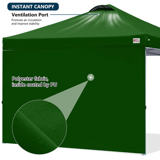 Leisure Sports Durable Pop-Up Canopy Tent with Sidewall - 8x8, 10x10