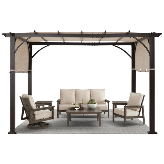10x12 Outdoor Pergola Retractable Sun Shade Canopy Patio  Gazebo