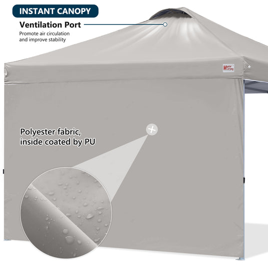 Leisure Sports Durable Pop-Up Canopy Tent with Sidewall - 8x8, 10x10