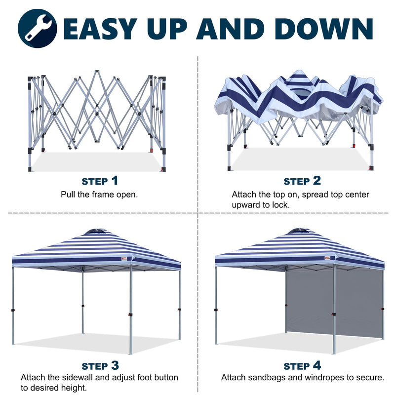 Load image into Gallery viewer, Leisure Sports Durable Ez Pop-Up Canopy Tent with One Sidewall - 8x8, 10x10, 12x12
