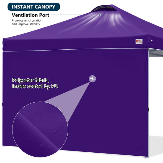 Leisure Sports Durable Pop-Up Canopy Tent with Sidewall - 8x8, 10x10