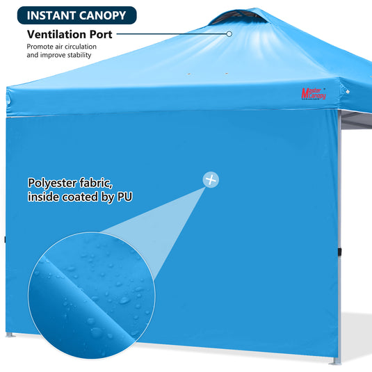 Leisure Sports Durable Ez Pop-Up Canopy Tent with One Sidewall - 8x8, 10x10, 12x12