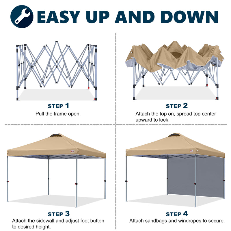Load image into Gallery viewer, Leisure Sports Durable Pop-Up Canopy Tent with Sidewall - 8x8, 10x10
