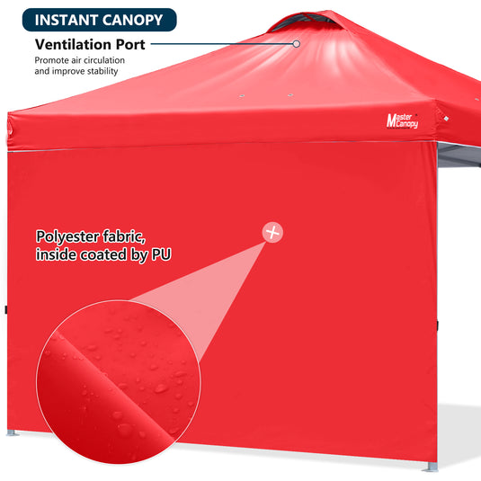 Leisure Sports Durable Ez Pop-Up Canopy Tent with One Sidewall - 8x8, 10x10, 12x12