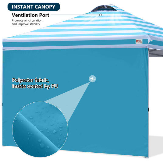 Leisure Sports Durable Pop-Up Canopy Tent with Sidewall - 8x8, 10x10