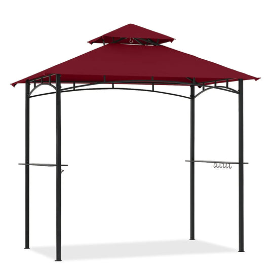 8x5 Grill Gazebo Outdoor BBQ Gazebo Canopy with 2 LED Lights-CA