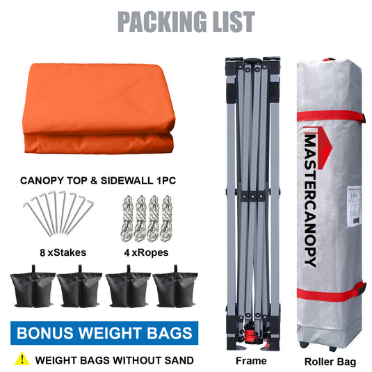 Leisure Sports Durable Pop-Up Canopy Tent with Sidewall - 8x8, 10x10