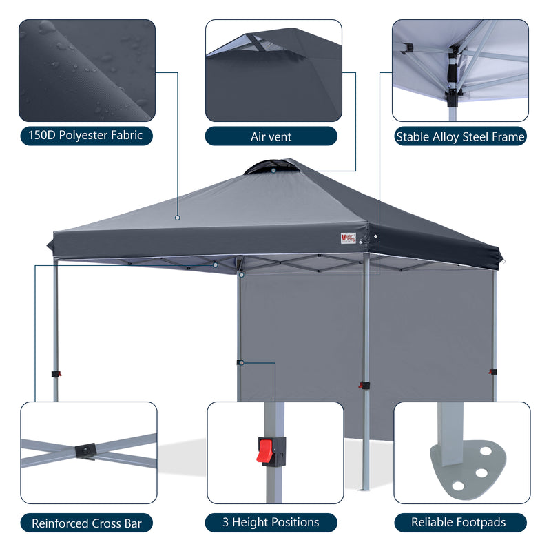 Load image into Gallery viewer, Leisure Sports Durable Ez Pop-Up Canopy Tent with One Sidewall - 8x8, 10x10, 12x12
