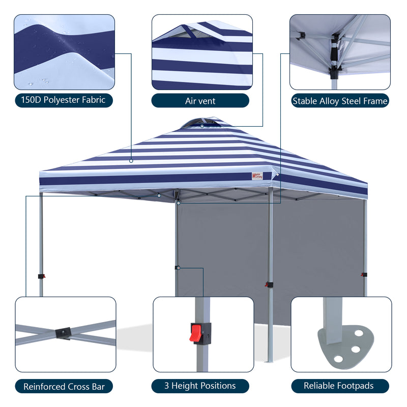 Load image into Gallery viewer, Leisure Sports Durable Ez Pop-Up Canopy Tent with One Sidewall - 8x8, 10x10, 12x12
