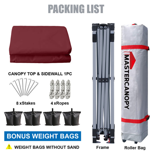 Leisure Sports Durable Pop-Up Canopy Tent with Sidewall - 8x8, 10x10