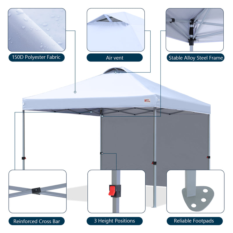 Load image into Gallery viewer, Leisure Sports Durable Ez Pop-Up Canopy Tent with One Sidewall - 8x8, 10x10, 12x12

