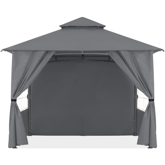 9x9/10x12/11x11 Patio Outdoor Gazebo Steel Frame with Windows Curtains
