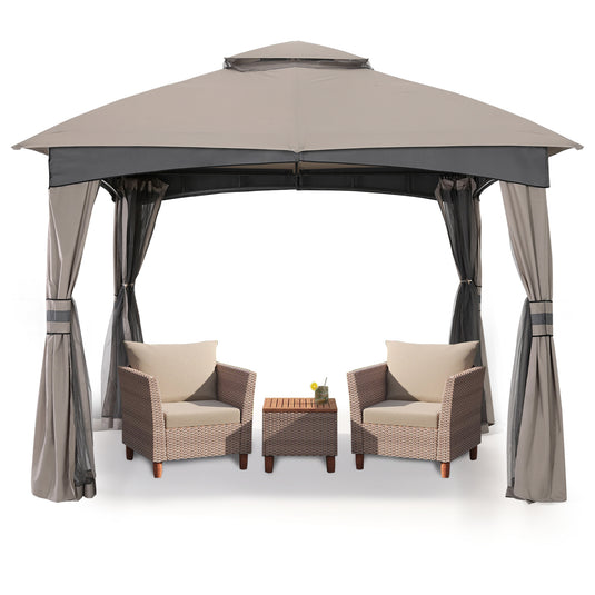 8x8/10x10/10x12 Outdoor Patio Garden Gazebo with Steel Farme and Netting Walls