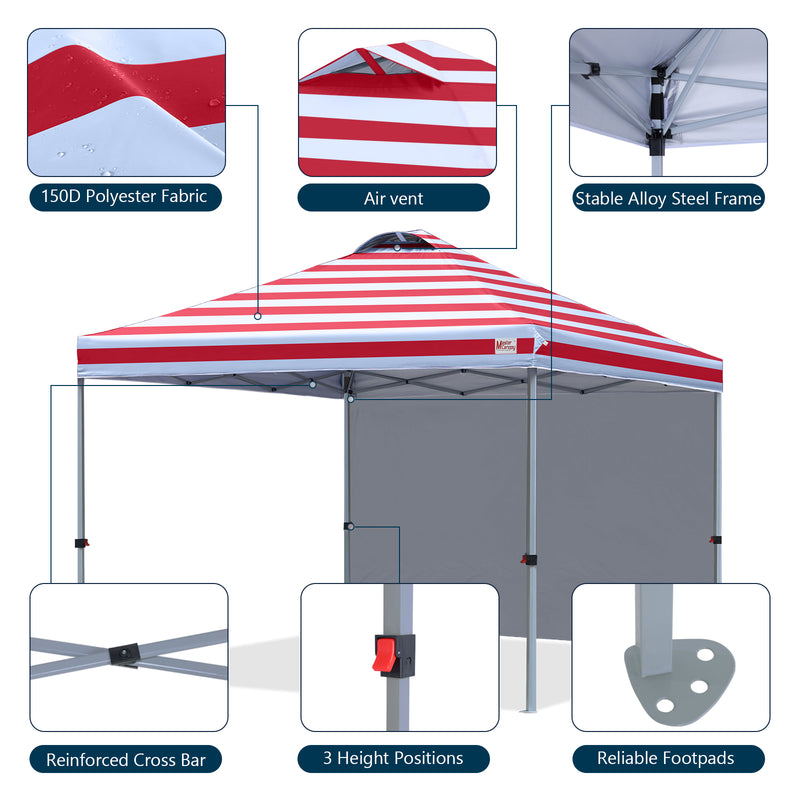 Load image into Gallery viewer, Leisure Sports Durable Ez Pop-Up Canopy Tent with One Sidewall - 8x8, 10x10, 12x12
