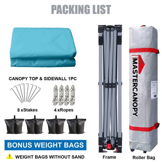 Leisure Sports Durable Pop-Up Canopy Tent with Sidewall - 8x8, 10x10