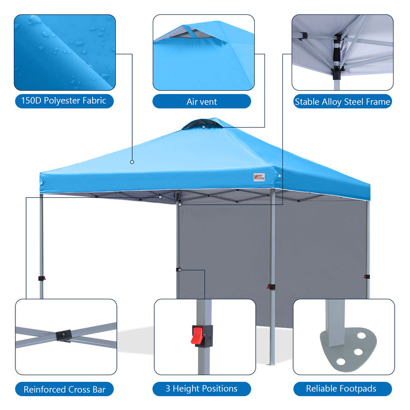 Load image into Gallery viewer, Leisure Sports Durable Ez Pop-Up Canopy Tent with One Sidewall - 8x8, 10x10, 12x12
