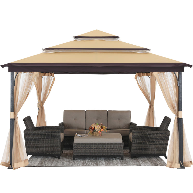 Load image into Gallery viewer, 12x12 Soft Top Outdoor Garden Patio Gazebo with Mosquito Netting
