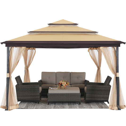 12x12 Soft Top Outdoor Garden Patio Gazebo with Mosquito Netting