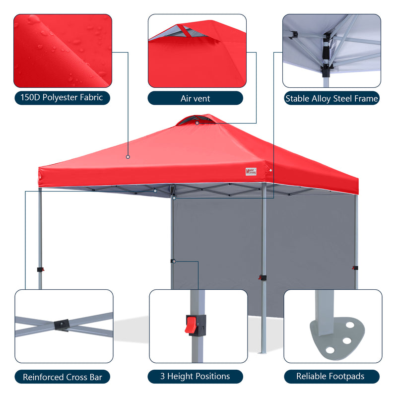 Load image into Gallery viewer, Leisure Sports Durable Ez Pop-Up Canopy Tent with One Sidewall - 8x8, 10x10, 12x12
