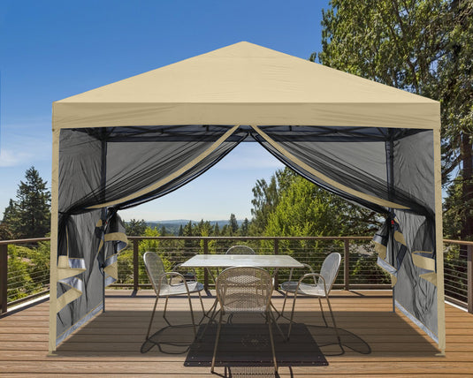 Pop-Up Easy Setup Outdoor Canopy with Netting Screen Walls