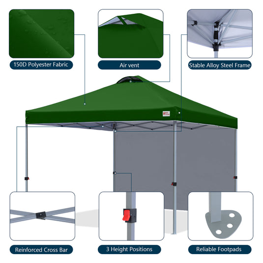 Leisure Sports Durable Pop-Up Canopy Tent with Sidewall - 8x8, 10x10