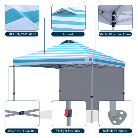 Leisure Sports Durable Pop-Up Canopy Tent with Sidewall - 8x8, 10x10