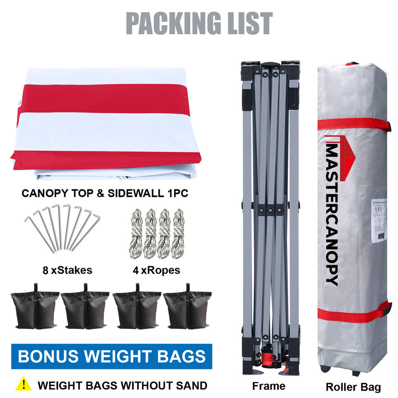 Load image into Gallery viewer, Leisure Sports Durable Ez Pop-Up Canopy Tent with One Sidewall - 8x8, 10x10, 12x12
