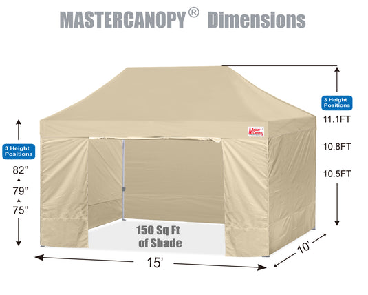 Mastercanopy Lite-30 Commercial Canopy Tent with Sidewalls - 10x10, 10x15, 10x20