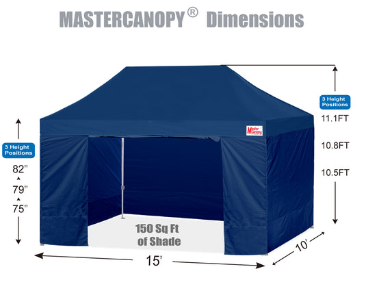 Mastercanopy Lite-30 Commercial Canopy Tent with Sidewalls - 10x10, 10x15, 10x20