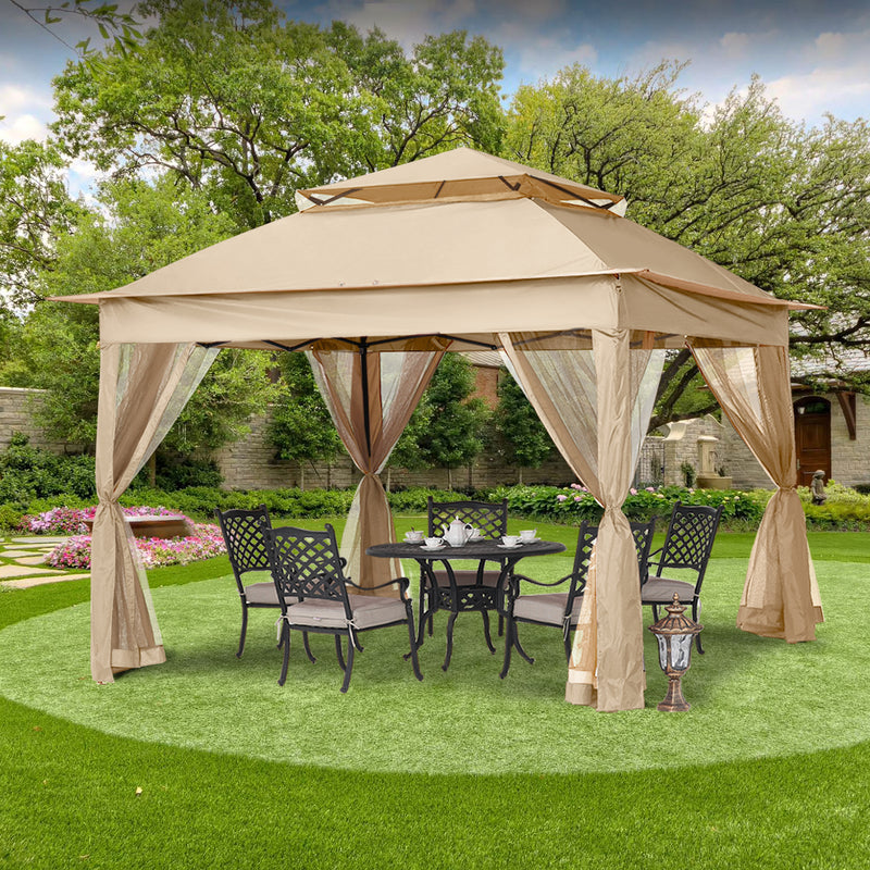 Load image into Gallery viewer, 11x11 Patio Gazebo Outdoor Pop Up Gazebo with Mesh Walls
