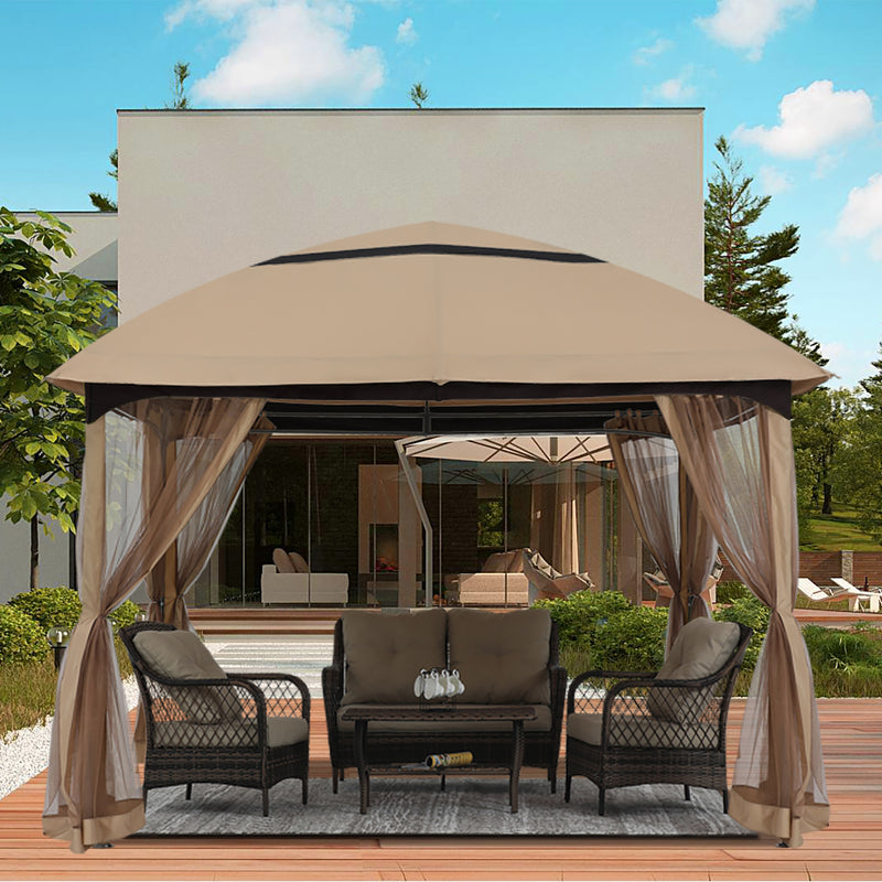 Load image into Gallery viewer, 11x11/10x12 Soft Top Outdoor Garden Gazebo for Patios with Netting Walls
