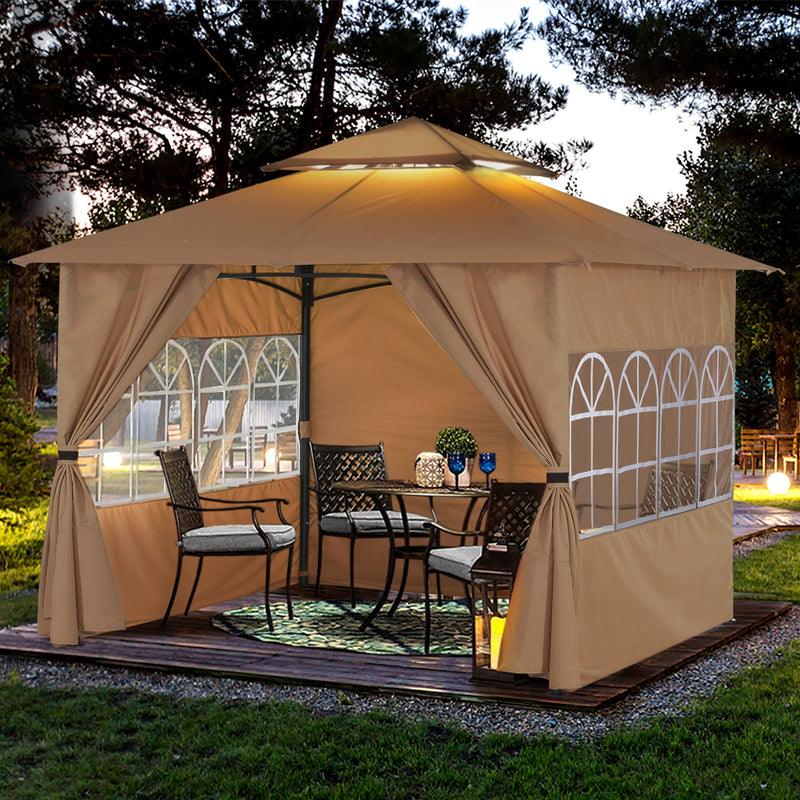 Load image into Gallery viewer, 9x9/10x12/11x11 Patio Outdoor Gazebo Steel Frame with Windows Curtains
