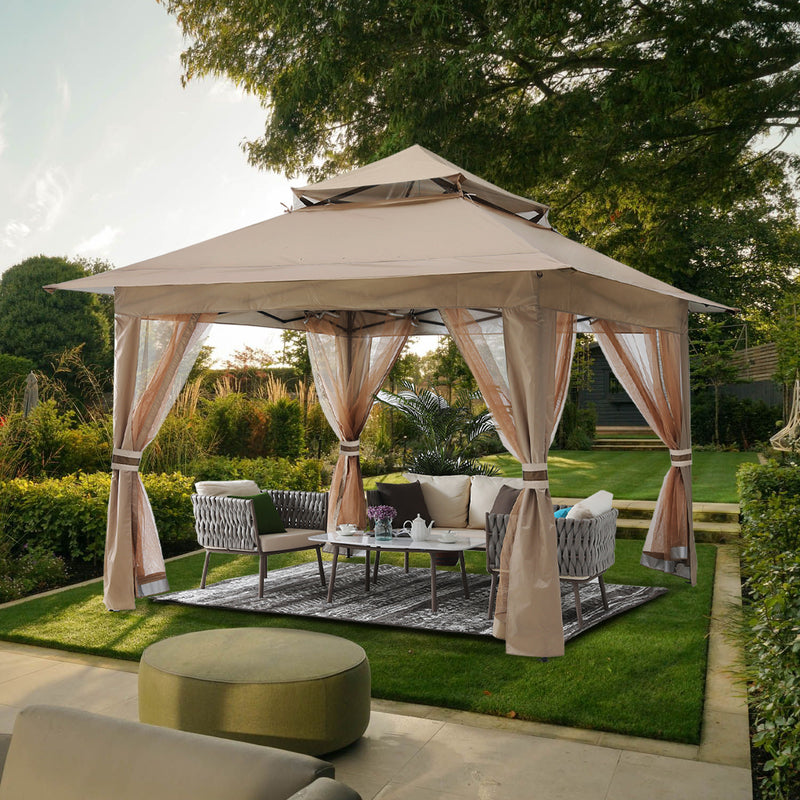 Load image into Gallery viewer, 13x13 Patio Gazebo Outdoor Pop Up Gazebo with Mesh Walls
