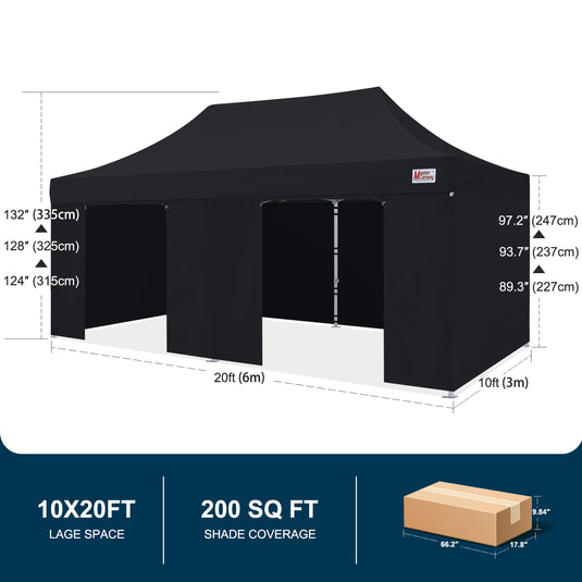 Mastercanopy Core-35 Premium Heavy Duty Instant Canopy Tent with Sidewalls - 10x10, 10x15, 10x20