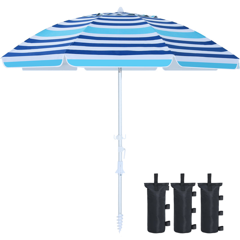 Load image into Gallery viewer, 8 Ribs Beach Umbrella Windproof 50+ UV Protection, with Sandbags and Carry Bag
