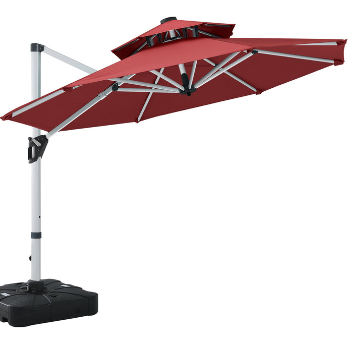 MASTERCANOPY Cantilever Patio Umbrella Round Hanging with Double Layer Top