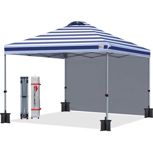Leisure Sports Durable Ez Pop-Up Canopy Tent with One Sidewall - 10x10, 12x12