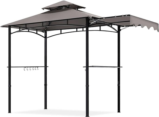 MASTERCANOPY 11 x 5 Grill Gazebo with Extra Side Awning Outdoor BBQ Gazebo with 2 LED Lights