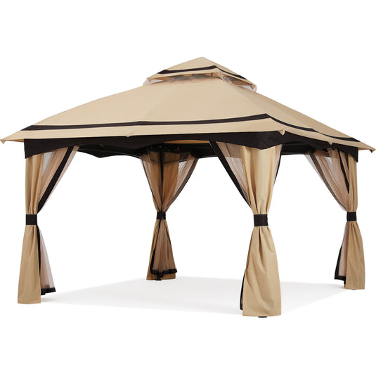 8x8/10x10/x10x12 Outdoor Double Soft-Top Patio Gazebo with Mosquito Netting