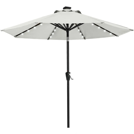 MASTERCANOPY Patio Umbrella with 32 Solar LED Lights 6/8 Ribs-CA