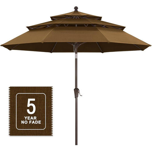 MASTERCANOPY 9ft 3-Tier Olefin Patio Umbrella 5-Year-Non-Fading
