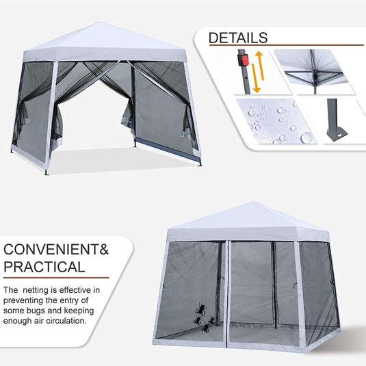Leisure Sports Stable Pop-Up Canopy Tent with Mosquito Netting - 8x8, 10x10, 11x11